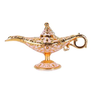 Mini Retro Metal Crafts Aladdin Magic Genie Lamp Home Decoration Wishing Lamp Arabic Style For Gift