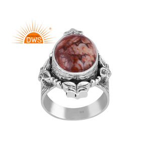Mejor Venta de plata esterlina oxidada Natural Birdeye Jasper piedra preciosa declaración anillo joyería para mujer regalo para ella - Product Image 1
