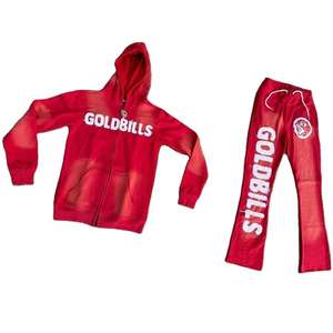 Conjunto Deportivo Rojo para Hombre, Estilo Desgastado con Logotipo Personalizado, Bordado, Lavado Ácido, Transpirable, de Algodón - Product Image 1