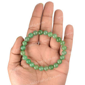 Pulsera de cuentas redondas de jade verde natural de 8 mm para la prosperidad, la buena suerte, la armonía, la energía positiva, piedra preciosa cargada con Reiki - Product Image 2