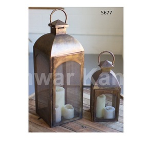 Juego de estilo único de 2 piezas de farolillos de bronce antiguo para el hogar, Hotel, boda, fiesta, artículo decorativo - Product Image 1