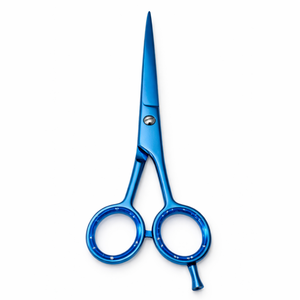 Ciseaux de coiffure professionnels bleu métallisé de luxe pour stylistes et barbiers - Product Image 1