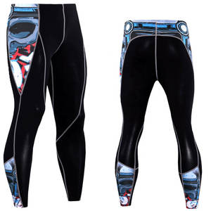 Medias de compresión hasta la rodilla de nailon con estampado Digital entrenamiento Jiu Jitsu Kimono banda elástica pantalón MMA Rash Guard Leggings para hombre - Product Image 1