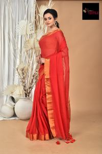 ผ้าส่าหรีผ้าฝ้ายเนื้อเบาสีพื้นสำหรับฤดูร้อน  แบบทอเรียบง่าย  แห้งเร็ว เป็นมิตรกับสิ่งแวดล้อม น้ำหนัก 400 กรัม สำหรับงานแต่งงาน ความกว้าง 6.3 เมตร - Product Image 3