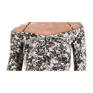 Top da donna For Guess Julissa stampato con spalle scoperte, fantasia floreale leopardata, stile coreano, con volant (XL) per primavera/estate - Product Image 3