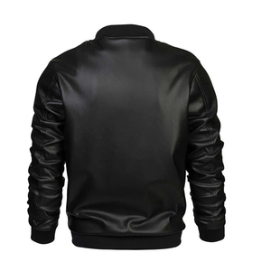 Meilleur design Veste en cuir en peau de mouton Hommes Col montant Broderie Logo avant Respirant Coupe-vent OEM Personnalisé de haute qualité - Product Image 6