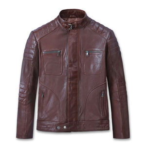 Veste en cuir de moto pour hommes de haute qualité vente en gros nouvelle veste en cuir de bombardier pour hommes à la mode - Product Image 5