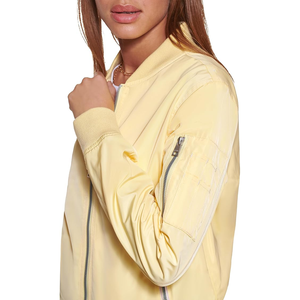 Chaqueta Bomber de lana personalizada de alta calidad para mujer, ajustada, estilo universitario, transpirable y de tendencia, Color sólido para invierno - Product Image 4