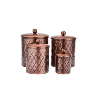 Ensemble de boîtes de rangement en cuivre pour cuisine d'occasion et hôtel avec finition antique en cuivre de qualité supérieure - Product Image 1