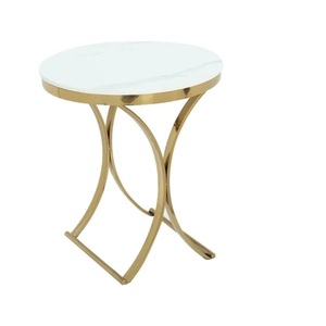 Accessoires décoratifs de meubles de table de chevet Table d'appoint en métal plaqué or avec dessus en marbre - Product Image 5