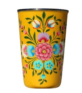 Modern Design Bar or Cafe Usage Unique Style Stainless Steel Glass <b>Enamel</b> Finished Handcrafted Water Drinking Tumbler Wine Glass - Product Image 4