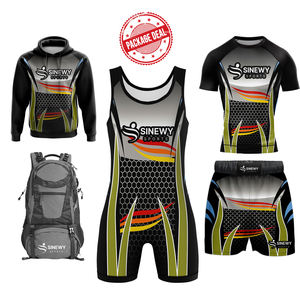 ชุดมวยปล้ำแบบมืออาชีพ ไซส์ 4XL สำหรับผู้ชาย ผู้หญิง และเด็กผู้ชาย  ผ้าโพลีเอสเตอร์ 100% ระบายอากาศได้ดี แห้งเร็ว  สามารถปรับแต่งโลโก้ด้านหน้าได้ - Product Image 1