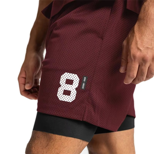 Short de sport athlétique respirant et confortable pour homme, entraînement personnalisé, doublure double couche en polyester - Product Image 1