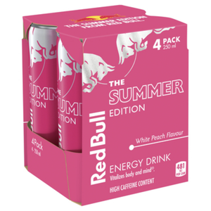 Bebida Energética Red Bull Sin Azúcar al por Mayor, 24 x 250ml, Sabor Melocotón Blanco de Verano, Bebida Refrescante Premium - Product Image 1