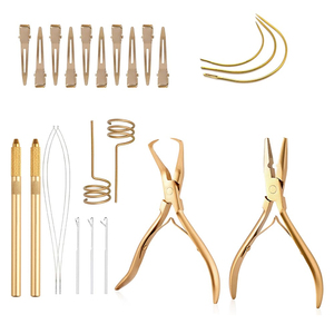 Vente en gros à bas prix Ensemble d'outils d'extension de cheveux Pinces d'extension de cheveux et ciseaux Extensions de cheveux Accessoires Kits d'outils - Product Image 2