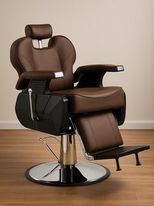 Chaise de barbier moderne réglable pour salon commercial, hydraulique, en MDF, avec appui-tête et repose-pieds pour salon de coiffure - Product Image 1