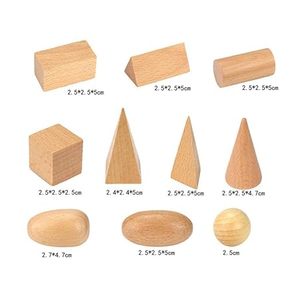 Ensemble de 10 solides géométriques en bois, formes 3D |   Jouet éducatif d'apprentissage des mathématiques Montessori |   Fournisseur OEM - Product Image 2