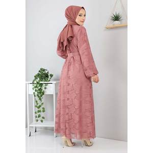 Robe décontractée à dentelle avec ceinture, accessoire de mode chic et confortable - Product Image 5