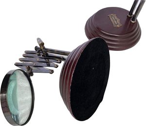 Loupe de bureau vintage en laiton de style nautique avec chaîne, loupe de table classique - Product Image 4