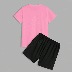 Conjunto de pantalones cortos y camisa de verano para hombre al por mayor con rayas laterales de algodón para correr conjuntos de pantalones cortos de talla grande personalizados para hombre - Product Image 2