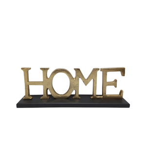 Aluminium Decorative LOVE Sculpture with Rectangle <b>Wooden</b> Base Rough Brass Gold <b>Colour</b> Showpiece Tabletop Home & Office Decor - Product Image 3