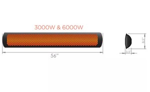 Budget-Friendly Smart Heat Electrics Infrared Patio Heating <b>Tungsten</b> Dual 56-Inch 240V 6000W - Product Image 3