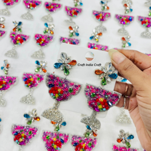 Pendientes colgantes bohemios coloridos con cuentas de flores de cristal para mujer, cuentas étnicas hechas a mano, joyería colgante - Product Image 1