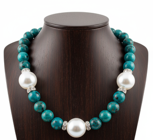 Collier pour femme en argent tibétain noué à la main de 18 pouces, plaqué or 925, labradorite, chrysocolle, perles, bijoux tendance, cadeau - Product Image 4