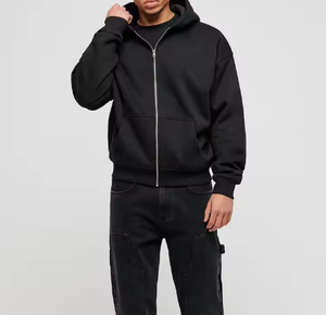 Sudadera con Cremallera 100% Algodón para Hombre, Bordado Sólido, Invierno, Casual, con Capucha, Impresión Digital, Logotipo Personalizado, Cuello con Capucha, Resistente al Viento - Product Image 2