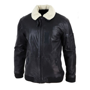 Veste d'hiver pour homme en cuir de haute qualité, personnalisable, avec col en fausse fourrure, style décontracté, coupe-vent, imperméable, écologique, OEM - Product Image 1