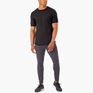 Pantalones Jogger Deportivos de Color Sólido Básico al por Mayor, Ajustados, con Cierre en el Dobladillo, Cintura Elástica, Bolsillo Lateral, de Algodón y Poliéster para Hombre - Product Image 4
