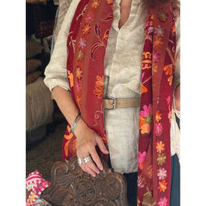 Autumn Elegant Floral Jewel Embroidered <b>Wool</b> Warm Woolen Fabric 80x200cm - Product Image 1