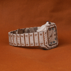 นาฬิกาเพชรมอยส์ซอไนต์ทรงเพชรพร้อมหน้าปัดวันที่แบบคลาสสิกหน้าปัดเลขโรมันสีฟ้าเคสสแตนเลสสตีล - Product Image 4