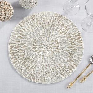 Handmade Glass Beaded Unique Placemat Gold <b>Table</b> <b>Mat</b> for Home Family Gatherings Banquets Wedding & Special Occasion - Product Image 4