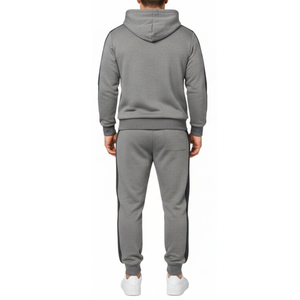 Conjunto Deportivo de Dos Piezas para Hombre, Sudadera con Capucha y Pantalones Deportivos en Gris con Franja en Contraste, Ropa de Entrenamiento en Varios Colores - Product Image 2