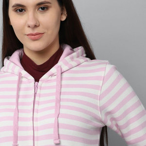 Offre Spéciale mode sweat à capuche pour femmes tissu respirant à manches longues côté dépouillé fermeture éclair cordon Production en vrac OEM - Product Image 5