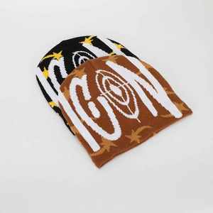 2025 logotipo personalizado Unisex acrílico tejido Beanie sombrero invierno más cálido deportes esquí gorra calavera Merino Jacquard Beanie - Product Image 2