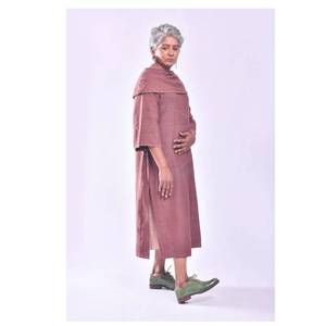 knee length dresses for ladies Purple Gold Silk Knee-Length Ethno-Chic Dress