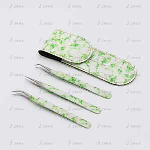 Stainless Steel Fiber Tip Tweezers 45 Degree Lash Tweezer Fiber Tip Sets New Design Tweezers <b>Case</b> For Extensions - Product Image 2