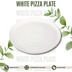 Plato de Papel Desechable Blanco Ecológico, Biodegradable y Reciclable, Hecho en Italia, Personalizable, con Recubrimiento de Grado Alimenticio para Uso Comercial, para Pizza - Product Image 2