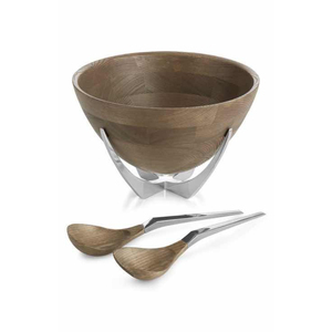 Bol de service en bois écologique avec cuillère et fourchette assorties, bol à salade en bois d'acacia pour hôtels, au prix le plus bas - Product Image 5