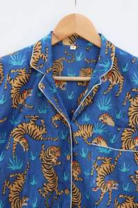 Conjunto de pijamas de mujer de algodón puro con estampado de tigre Ropa de noche suave con algodón indio-Regalo para ella - Product Image 2