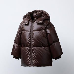 Chaqueta Acolchada con Capucha Brillante y Cálida, con Cuello Alto, Cierre de Cremallera Frontal y Ajuste Holgado y Acogedor para Ropa de Invierno para Niñas, Tendencia - Product Image 3