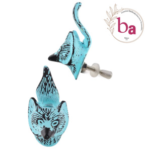 Tiradores azules desgastados de zorro de hierro fundido dorado, manija de cajón de armario de puerta para dormitorio, tocador y sala de estar, uso de cocina - Product Image 1