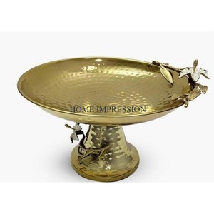 Base de madera con borde pulido de oro martillado, soporte de cerámica para pasteles, soporte de exhibición de mesa de cumpleaños para el hogar, soporte de pastel de Metal de calidad Premium - Product Image 6