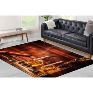 Alfombra de whisky y cigarros, tapete masculino para bar, alfombra digitalmente impresa para la cueva del hombre, alfombra delgada no tejida - Product Image 3