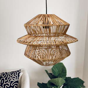 Pantalla de Ratán Artesanal Vintage de Vietnam, Lámpara Colgante Moderna Única de Jacinto de Agua, Accesorios de Iluminación de Techo para el Hogar - Product Image 1