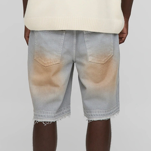 Shorts en jean délavés à ourlet déchiré, coupe classique, idéal pour un usage décontracté pour hommes, en coton confortable, vente en gros, 2026 - Product Image 5
