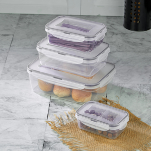 LC 315 4 piezas de plástico hermético sin BPA cocina despensa contenedores de almacenamiento Apto para lavavajillas inyección sin BPA Apto para lavavajillas - Product Image 3