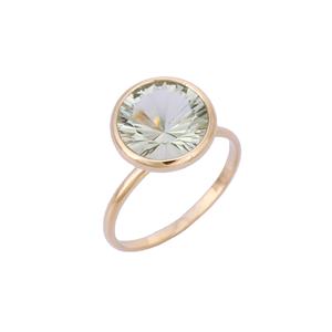 18K แข็งสีเหลืองแหวนทองสำหรับผู้หญิงเครื่องประดับที่กำหนดเองขายส่งแนวโน้มเครื่องประดับแฮนด์เมดธรรมชาติรอบอเมทิสต์สีเขียวแหวน - Product Image 2